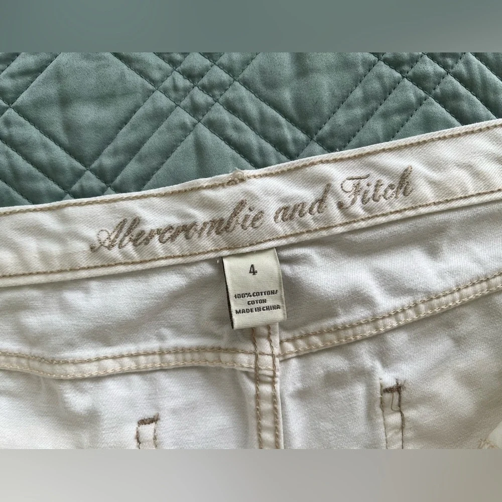 Abercrombie & Fitch White Distressed Denim Shorts - Picture 5 of 9